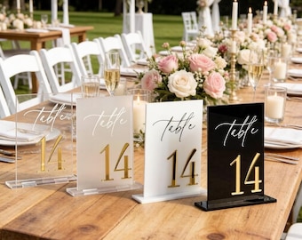 Modern Acrylic Wedding Table Numbers, Minimalist Reception Table Signs, Elegant Wedding Centerpiece Decor, Table Number Set