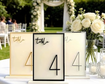 Acrylic Wedding Table Numbers – Modern Minimalist Table Signs | Elegant Reception Table Numbers, Wedding Decor, Party Table Number Set