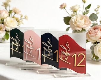 Hand-drawn Acrylic Wedding Table Number Signs,Wedding Table Decor, Unique Reception Numbers, Modern Party Event Signs