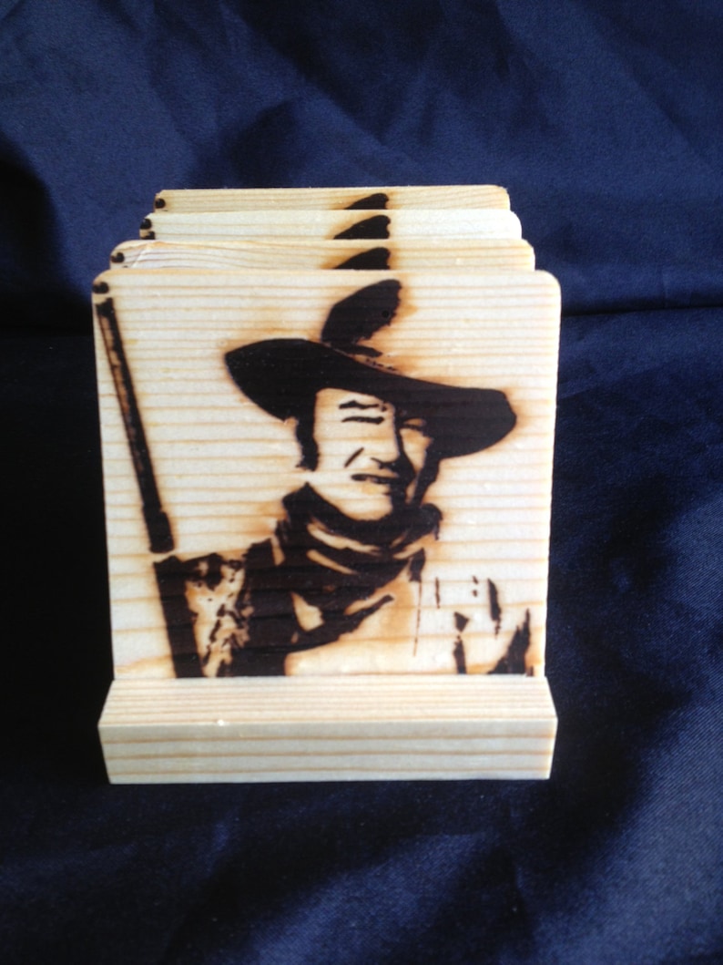 John Wayne,Burned Image If Desired Mix and Match 4 different designs See Gomez Carvings Shop and add a note