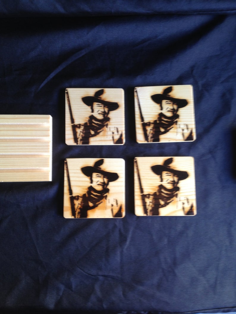 John Wayne,Burned Image If Desired Mix and Match 4 different designs See Gomez Carvings Shop and add a note