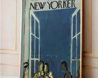 Vintage New Yorker Cover Poster, 1964 Nacht Stadtbild Wandkunst