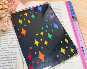 Regenboog Starburst Kindle-inzetstuk • Donkere esthetische regenboog Kindle-onderlaag • Kleurrijk boekenliefhebbercadeau
