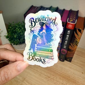 Adesivo "Incantato dai libri" / Decalcomania "Lettrice stregata" / Regalo di Halloween per gli amanti dei libri