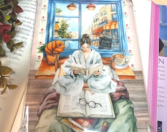 Cozy Cafe Reader Kindle Insert | Book Lover E-Reader Cover