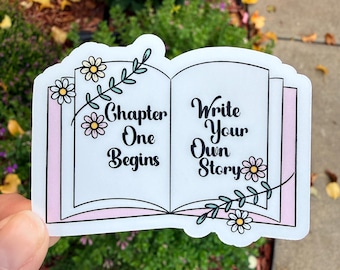 Chapter One Book Sticker | Floral Vinyl Decal for Book Lover