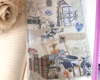 Vintage Kindle-inzetstuk voor reizen | Cadeau collageboekliefhebber | Neutraal, gezellig leesaccessoire