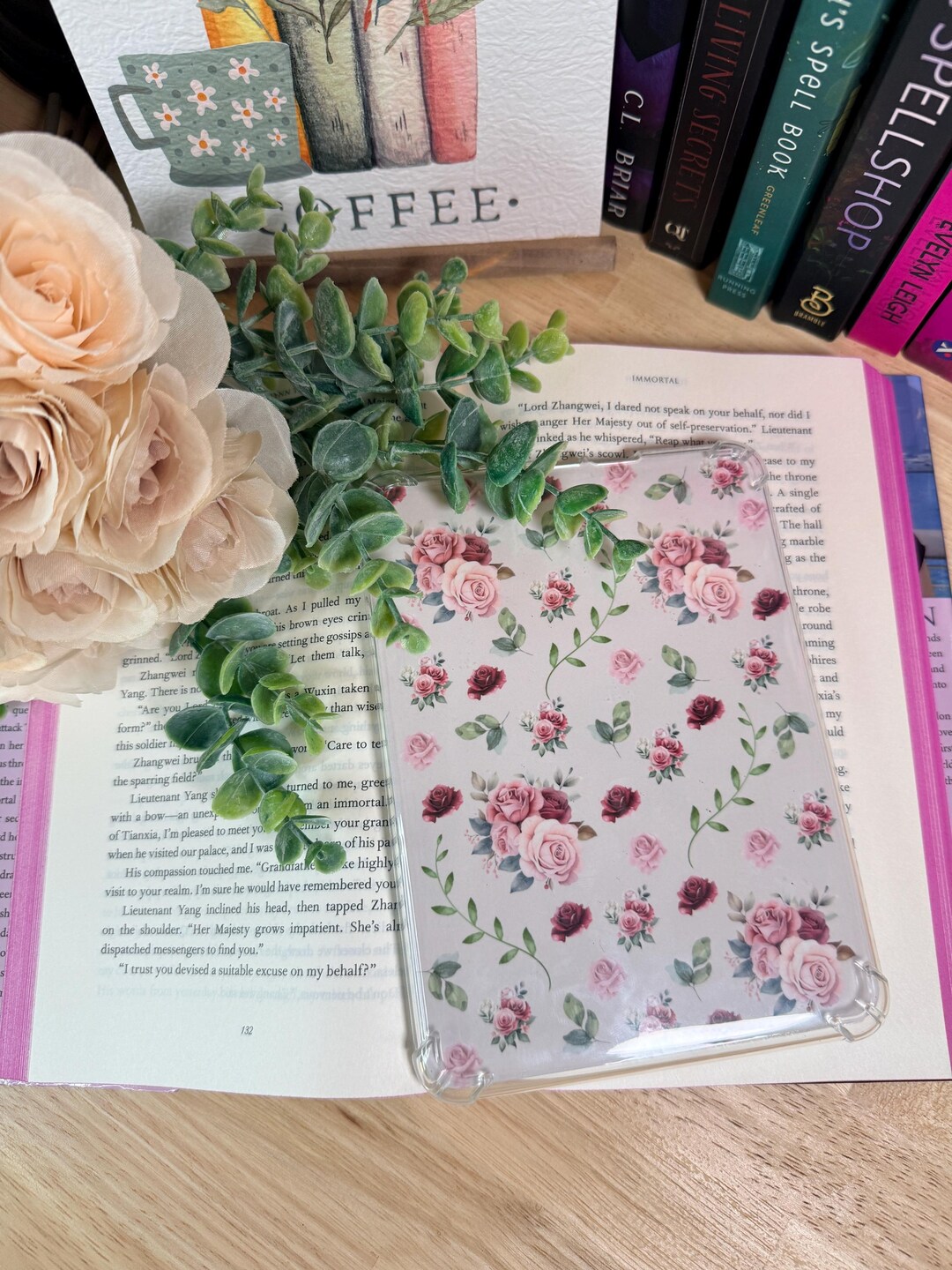 Floral Rose Kindle Insert • Bookish E-reader Decoration - Etsy