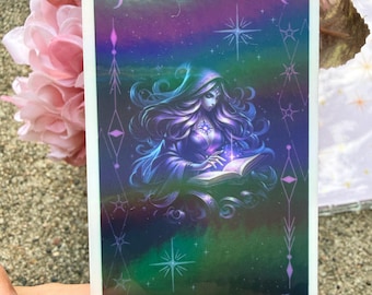 Moon Reader Holographic Sticker • Mystical Witchy Vinyl