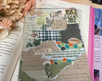 Green Collage Kindle Insert – Cozy Bookish Aesthetic | Junk Journal Inspired design
