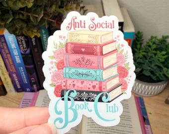 Anti Social Book Club Sticker | Floral Book Lover Vinyl Decal
