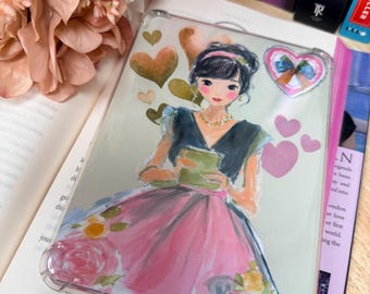 Romantic Book Lover Kindle Insert | Illustrated Reader Girl