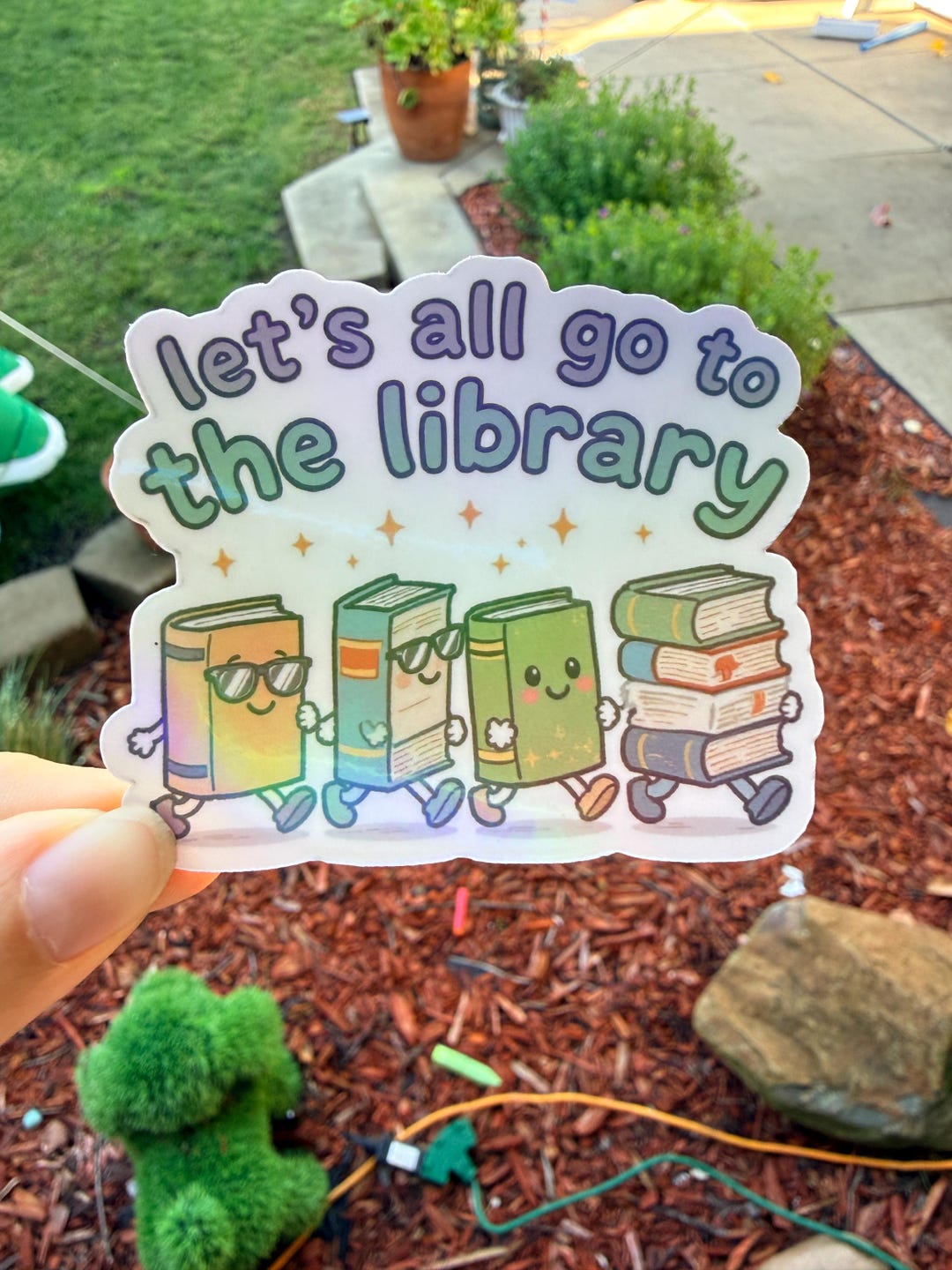 Return To Library Sticker Let’s All Go to the Library Sticker | Cute Book Lover Sticker | Kawaii ...