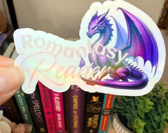 Romantasy Reader Dragon Sticker | Holographic Bookish Sticker | Fantasy Book Lover Gift | Kindle Case Decor
