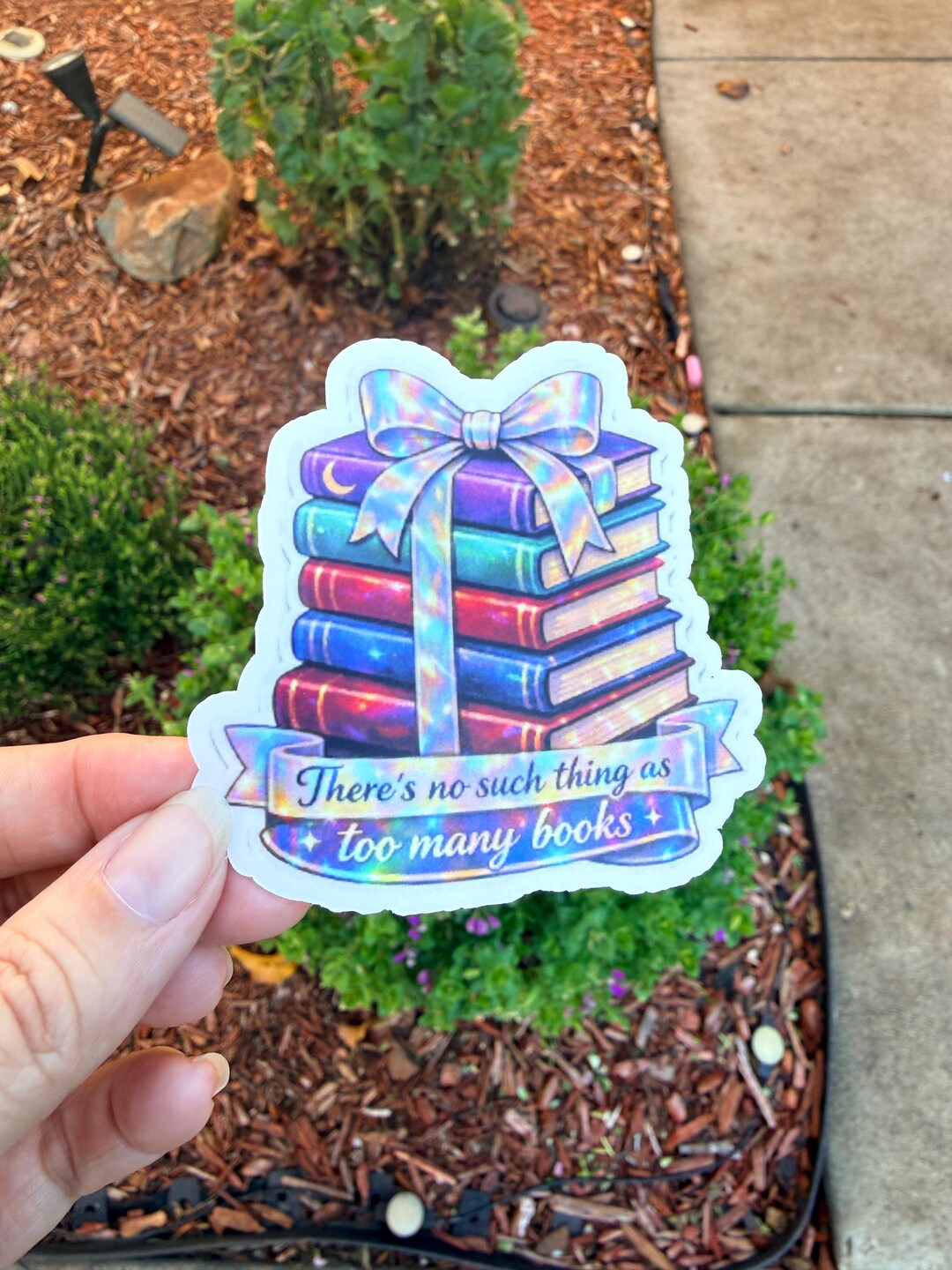 Book Lover Sticker | Holographic Book Stack Vinyl Decal - Etsy
