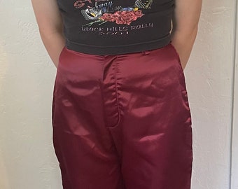 Vintage clothing vintage disco San Francisco Souvenirs pants David Bowie 70s pants Long small vintage burgundy vintage pants