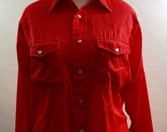 Vintage Clothing, Vintage Snap Shirt, Vintage Red Shirt, Red Western, Cowboy Clothing, Western Clothing