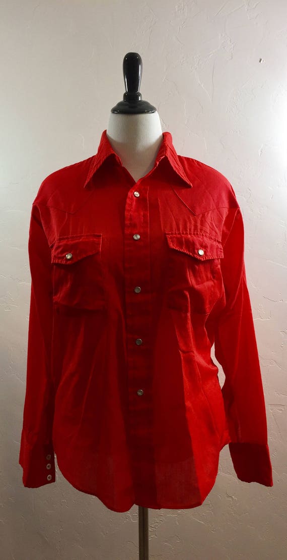 Vintage Clothing, Vintage Snap Shirt, Vintage Red… - image 1