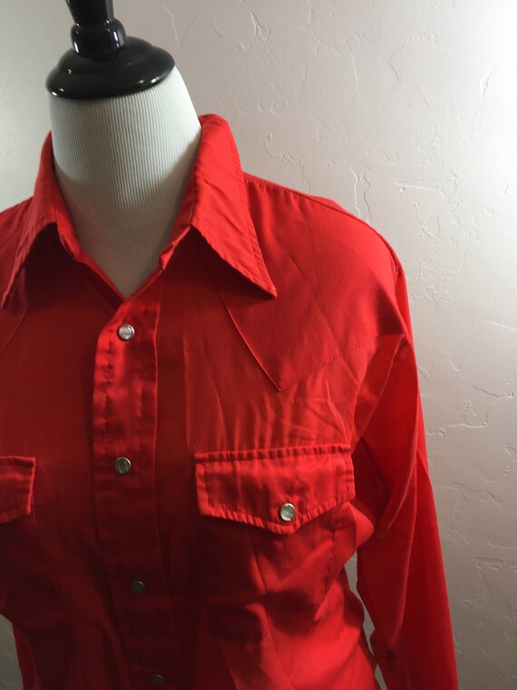 Vintage Clothing, Vintage Snap Shirt, Vintage Red… - image 2