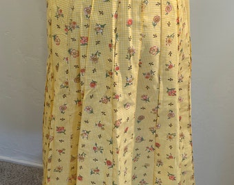 Vintage clothing vintage skirt Noah’s Flood pleated skirt yellow skirt flowered skirt button down skirt