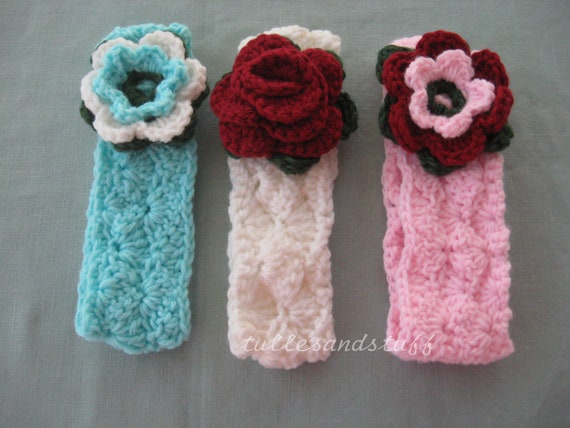 Handmade Crochet Baby Headband Set of 3