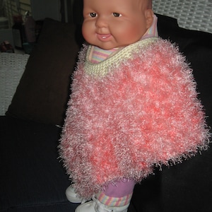 Baby Poncho Handmade, Hand Crochet Pink Cape,  Size - 9 To 12 Months