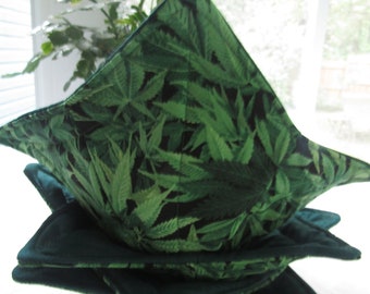 Handmade Microwaveable Hemp Hot Soup Bowl Cozies, Set Of 4