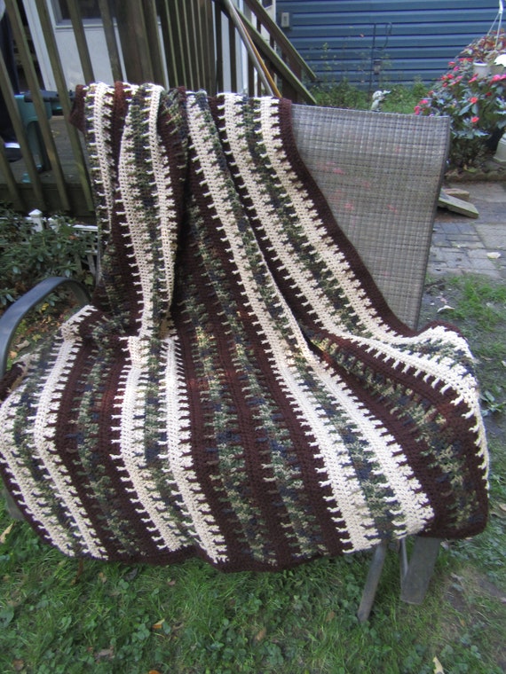 Handmade Crochet Afghan, 57" Wide, 80" Long