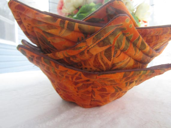 Handmade, Microwaveable, Brown, And, Orange, Hot, Soup Bowl Cozy, Set Of 4