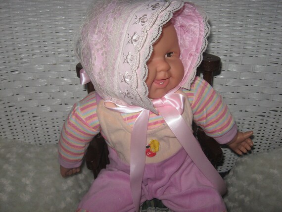 Baby Girl Sun Bonnet, Ribbon Lace Head Cover,  Size - Medium Adjustable