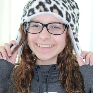 Handmade Fleece Hat, Hand Sewn Fleece Hat, Fleece Sherpa Hat, Sherpa Lined Hat,  Fleece Trapper Hat, Size - Adult - Head Size  22&quot; to 24&quot;