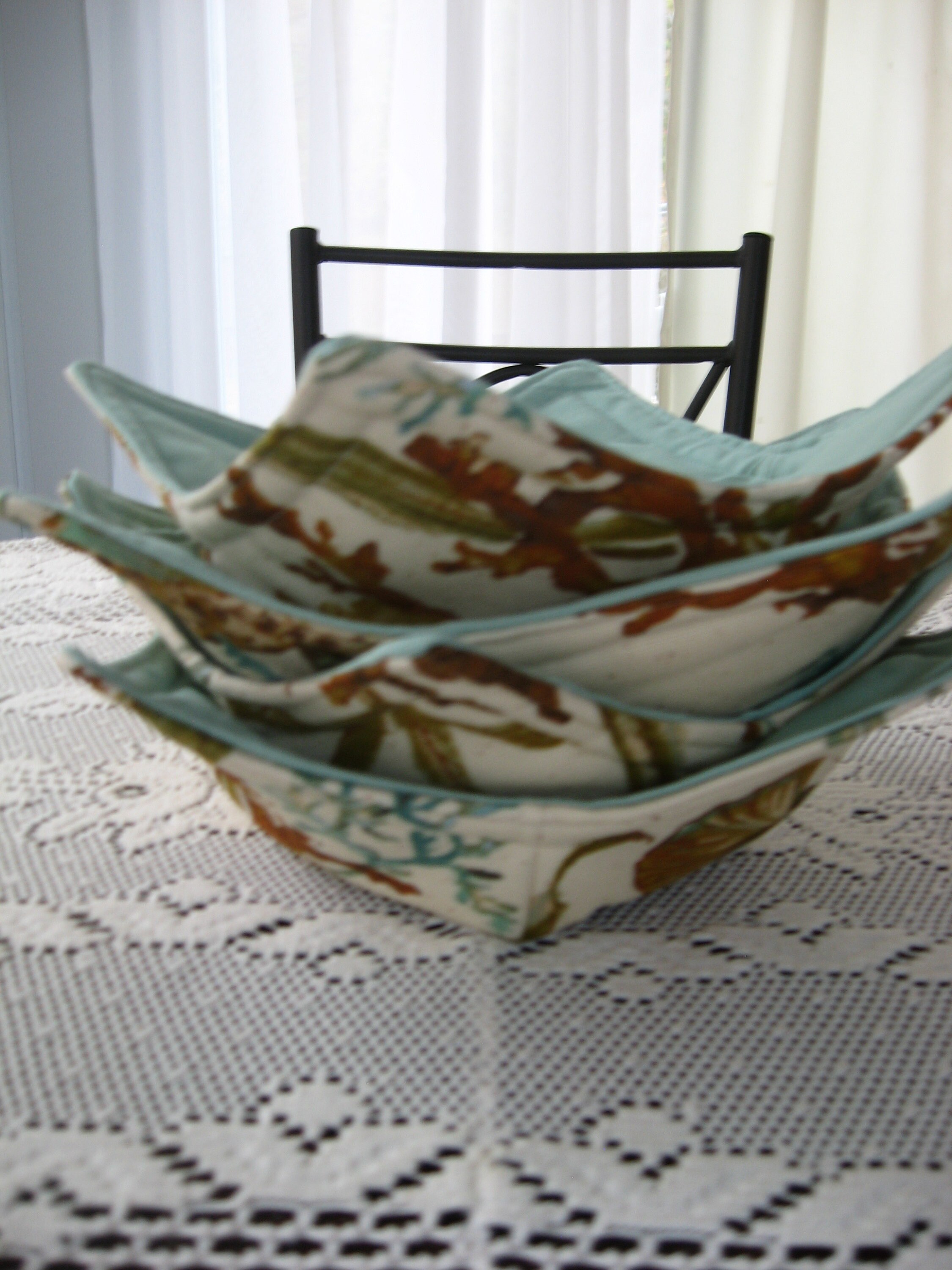 Handmade Square Soup Bowl Cozy, Microwave Bowl Cozy Hot Pad, Set Of 4