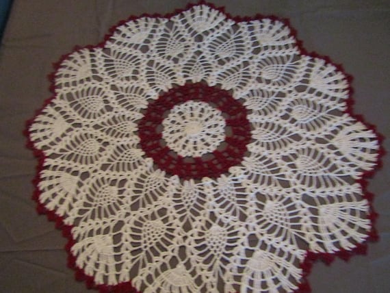 Hand Crochet Beautiful Design Doily,  Size 24" Across