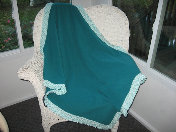 Handmade Turquoise Double Fleece Baby Blanket, Size - 36" Wide 42" Long