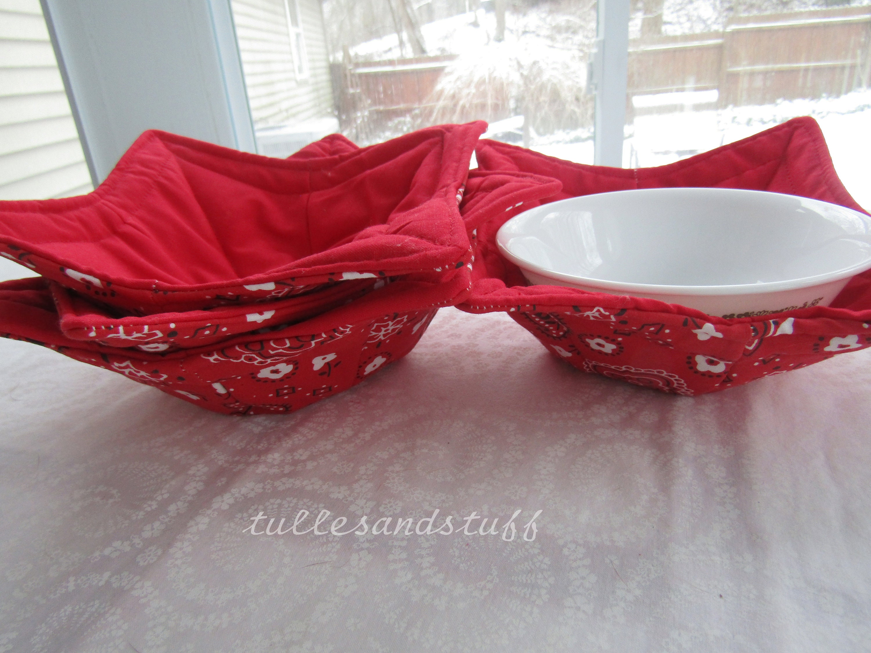 Handmade Bowl Cozy Microwaveable Hot Soup Bowl Cozy Set Of 4 Etsy