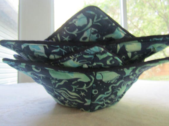 Handmade  Microwaveable Hot Soup Bowl Cozy,  Set Of 4