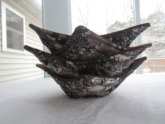 Handmade Microwave Safe Hot Soup Bowl Cozies, Set Of 4. 7" Top 5" Bottom.