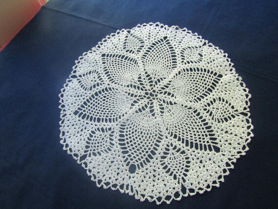 Hand Crochet Round Doily, Size 16" across