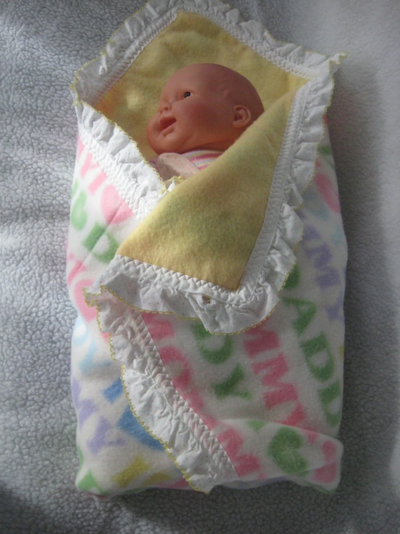 Handmade Fleece Baby Blanket, Warm Winter Baby Wrap, Unisex Baby Cover, Size - 29.5" Wide 41" Long