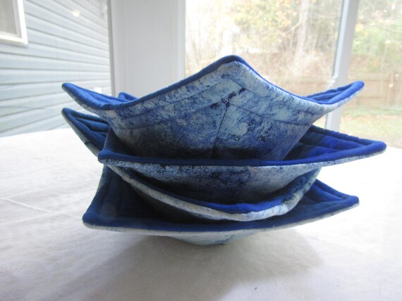 Handmade Microwaveable Hot Soup Bowl Cozy, Set Of 4. Size 7" Top 5" bottom.