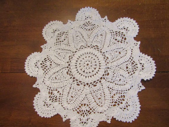 Handmade Hand Crochet Doily, Elegant Round Table Decoration, size 15" across