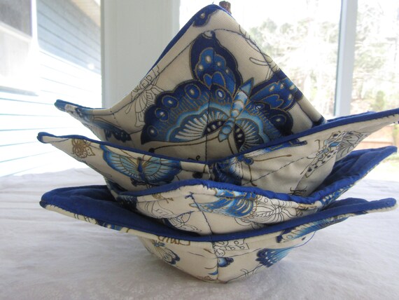 Handmade Microwaveable Hot Soup Bowl Cozy, Set Of 4. Size 7" Top 5" bottom.
