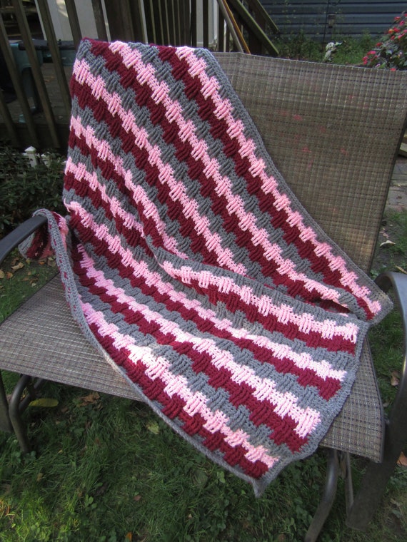 Handmade Lap Afghan, Size 42" Wide, 56" Long