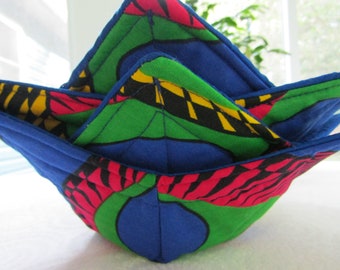 Handmade Microwave Safe Hot Soup Bowl Cozies, Set Of 4- 7" top 5" bottom