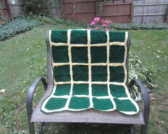 Hand Crochet Lap Blanket, Size 42" Wide, 52" Long