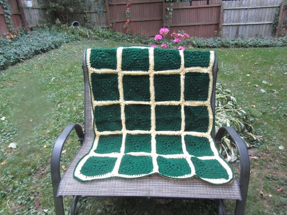 Hand Crochet Lap Blanket, Size 42" Wide, 52" Long