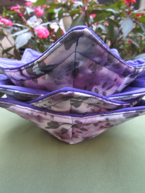 Handmade Microwaveable Hot Soup Bowl Cozy, Set Of 4- 7" top 5" bottom.