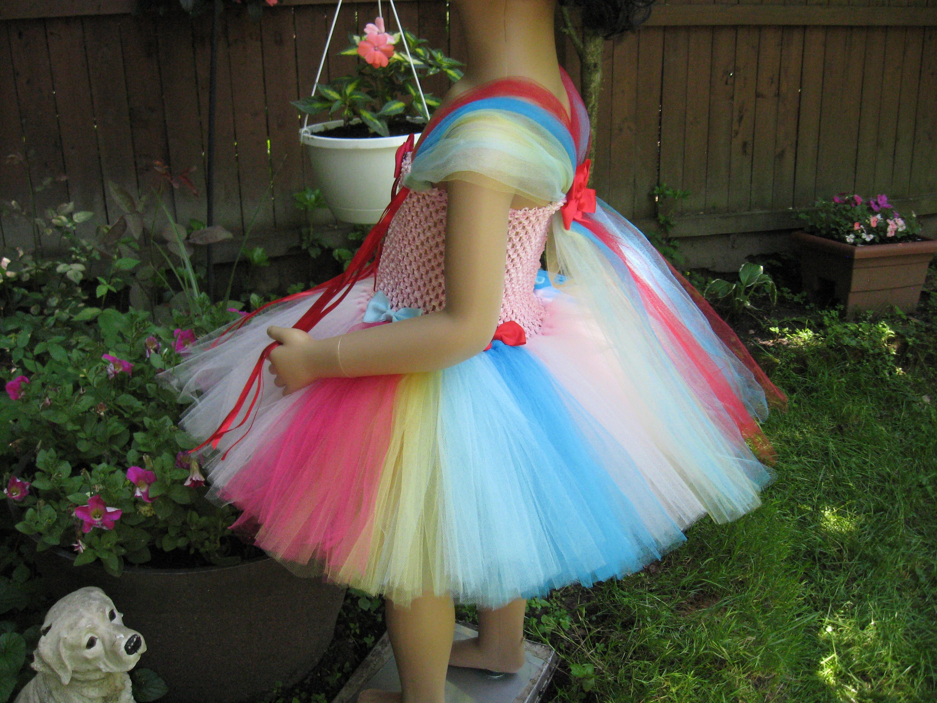 Beautiful Handmade Rainbow Short Tutu Dress Size 5 To 6 Years