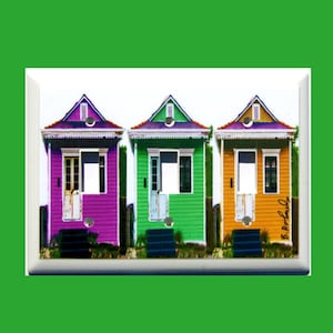New Orleans Mardi Gras Colors, Light Switchplates, Triple Switchplate, Shotgun Houses, Purple Green Gold, Home Decor, Colorful Switch Plate