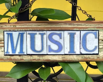 New Orleans Art, Street Signs, Music St, Salvage Wood, Photographic street tile font, gift price trendy signs, musician gift